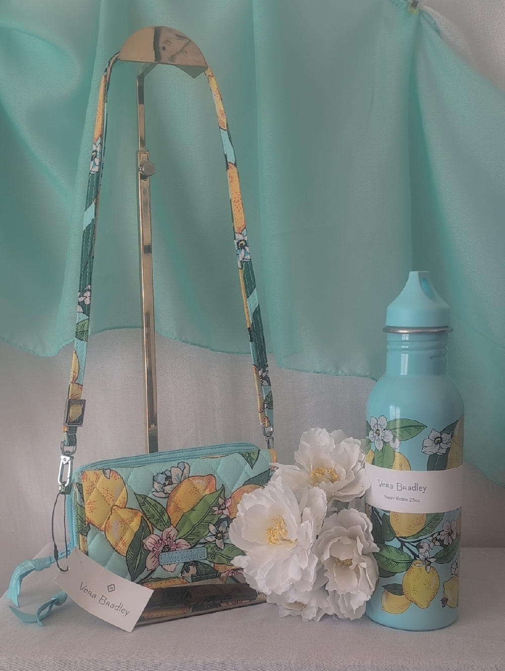 Vera Bradley Lemon Grove Crossbody and Water Bottle Set